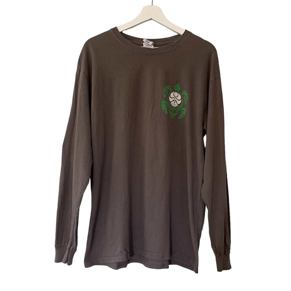 Tribal Sea Turtle Shirt Long Sleeve Brown Women’s Size Large Surfer Beach